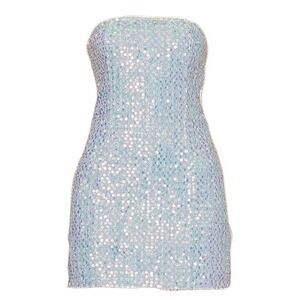 Superdown Sequin blue denim dress Size S